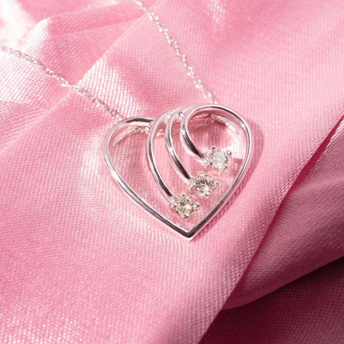 Fine Diamond Spray Heart Pendant, 14k White Gold