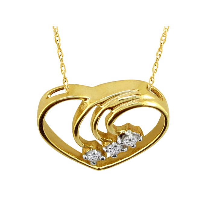 Fine Diamond Spray Heart Pendant, 14k Yellow Gold