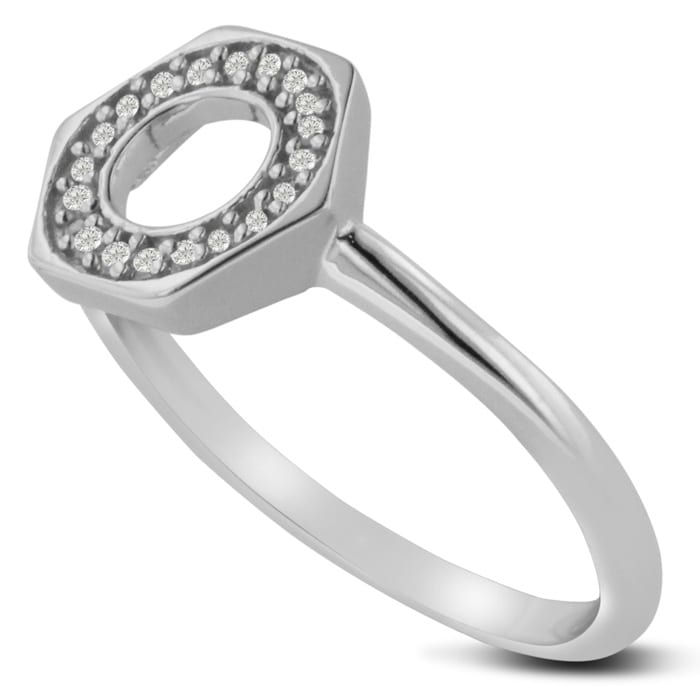 Bolt Ring With Diamonds Crafted In Solid Sterling Silver