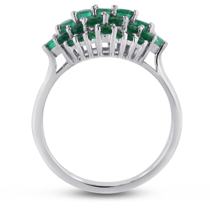 1.30ct Emerald Cluster Ring Crafted In Solid Sterling Silver