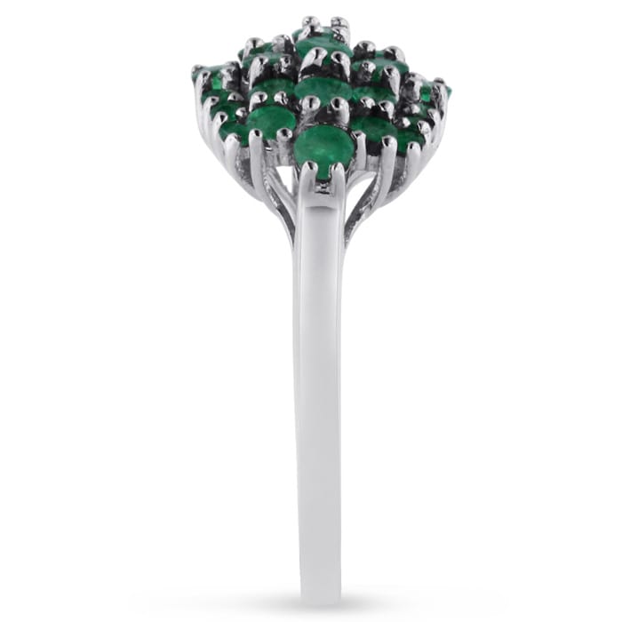 1.30ct Emerald Cluster Ring Crafted In Solid Sterling Silver