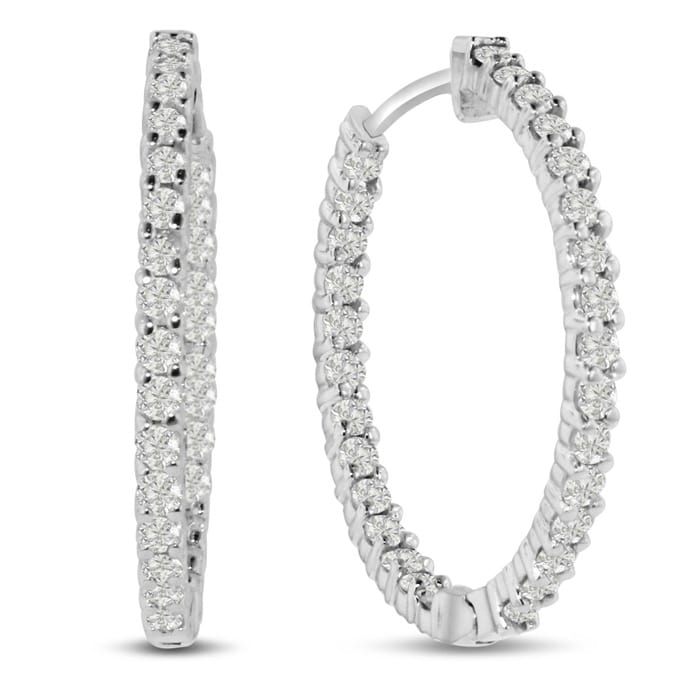 2ct Endless Diamond Hoop Earrings Crafted In Solid 14 Karat White Gold