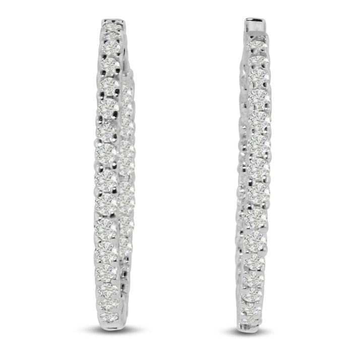2ct Endless Diamond Hoop Earrings Crafted In Solid 14 Karat White Gold