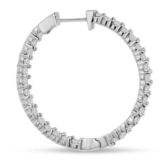 2ct Endless Diamond Hoop Earrings Crafted In Solid 14 Karat White Gold