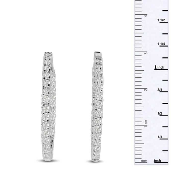 2ct Endless Diamond Hoop Earrings Crafted In Solid 14 Karat White Gold