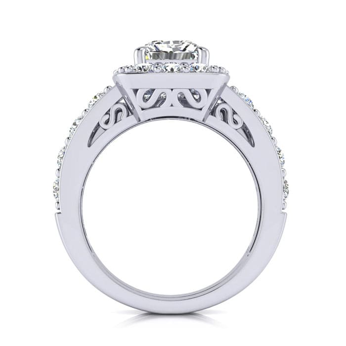 2 1/4 Carat Princess Halo Diamond Bridal Set in 14k White Gold