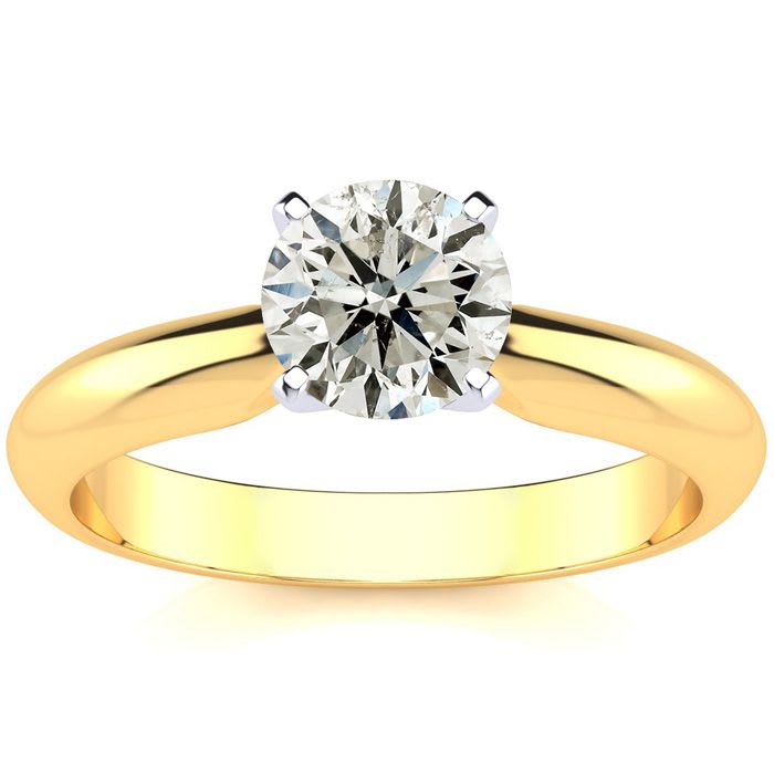 1 Carat Diamond Round Engagement Rings In 14K Yellow Gold