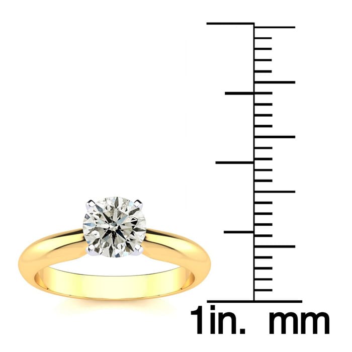 1 Carat Diamond Round Engagement Rings In 14K Yellow Gold