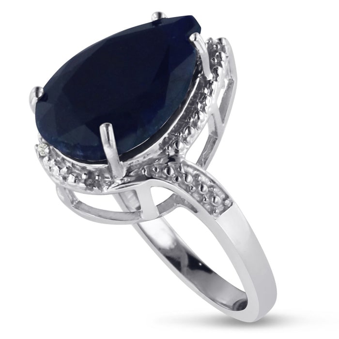 7ct Pear Shape Sapphire And Diamond Ring Crafted In Solid Sterling Silver