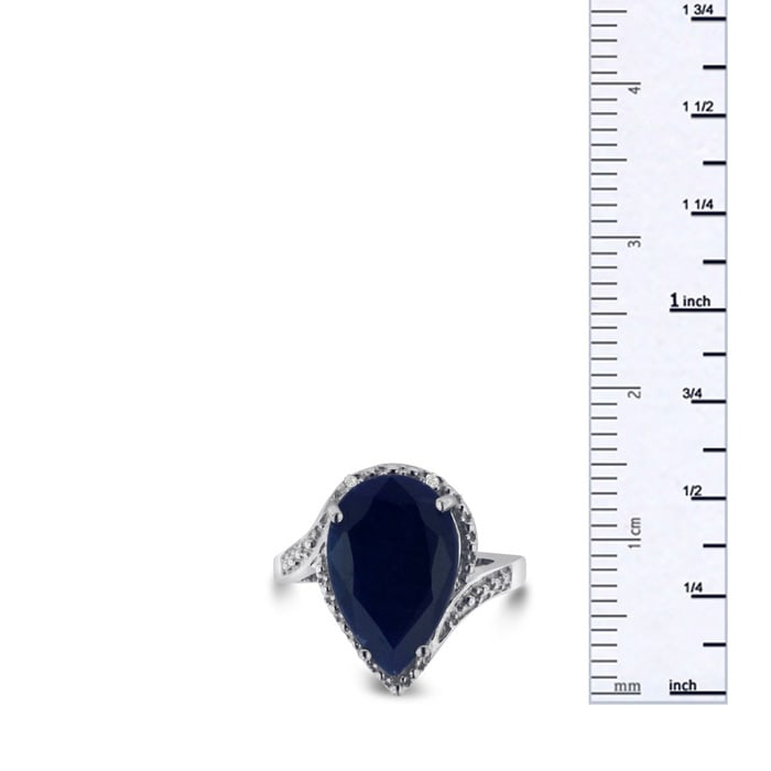 7ct Pear Shape Sapphire And Diamond Ring Crafted In Solid Sterling Silver