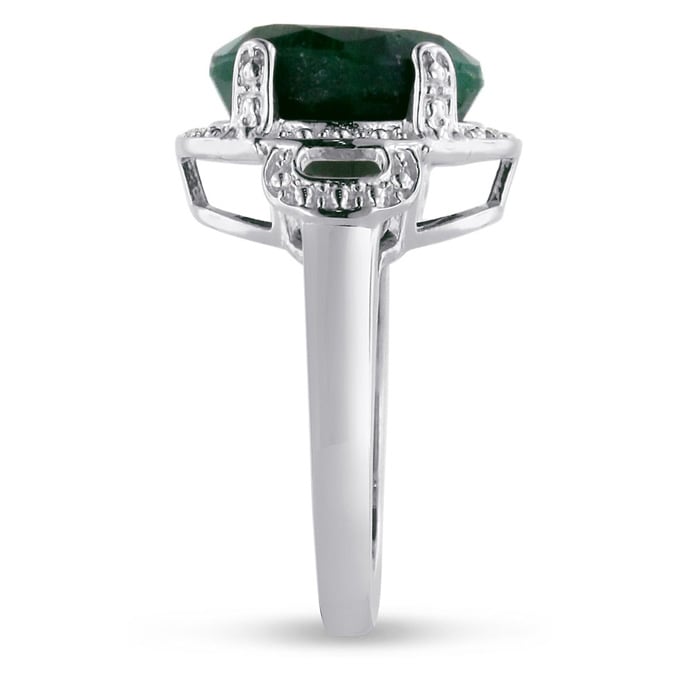 7ct Oval Shape Emerald And Diamond Ring Crafted In Solid Sterling Silver
