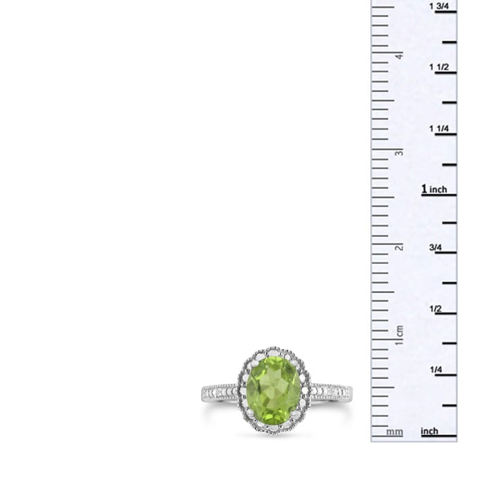 2ct Oval Peridot And Diamond Halo Ring Crafted In Solid Sterling Silver