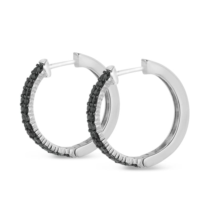 1ct Black Diamond Pave Hoop Earrings
