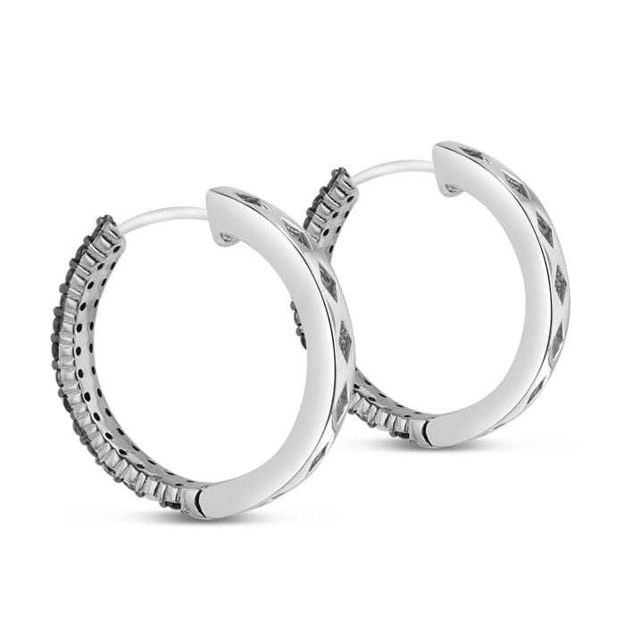 1ct Black Diamond Pave Hoop Earrings
