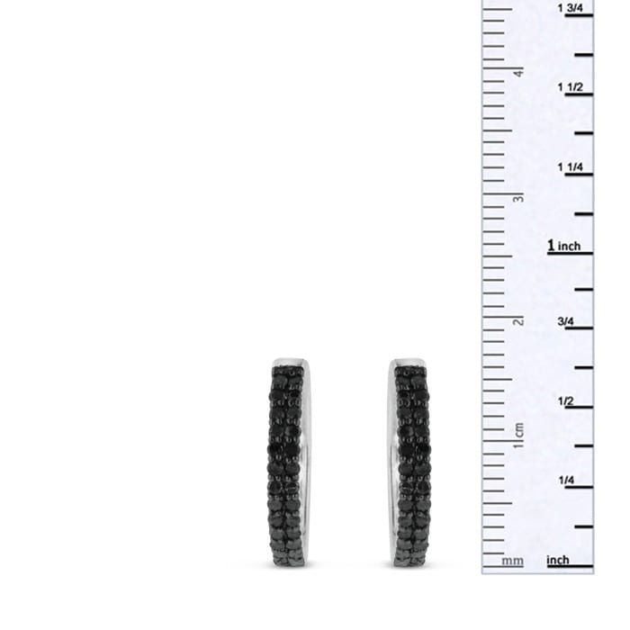 1ct Black Diamond Pave Hoop Earrings
