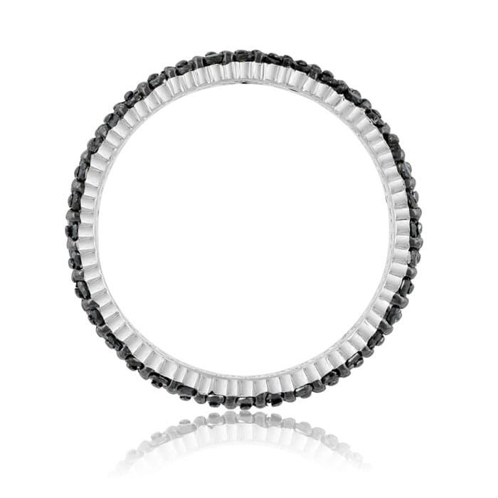 2ct Black Diamond Triple Row Eternity Band Crafted in Solid Sterling Silver, Only Size 5 Left!