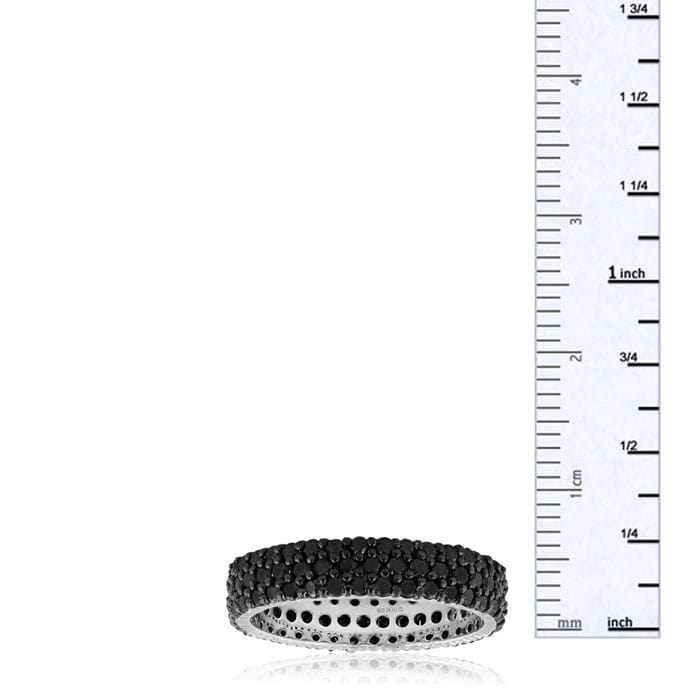 2ct Black Diamond Triple Row Eternity Band Crafted in Solid Sterling Silver, Only Size 5 Left!