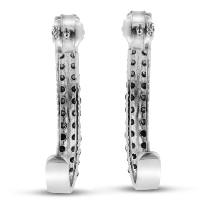 Absolute Blowout! 2ct Black Diamond Double Row Hoop Earrings Crafted In Solid Sterling Silver.  Selling at $60 Below Cost