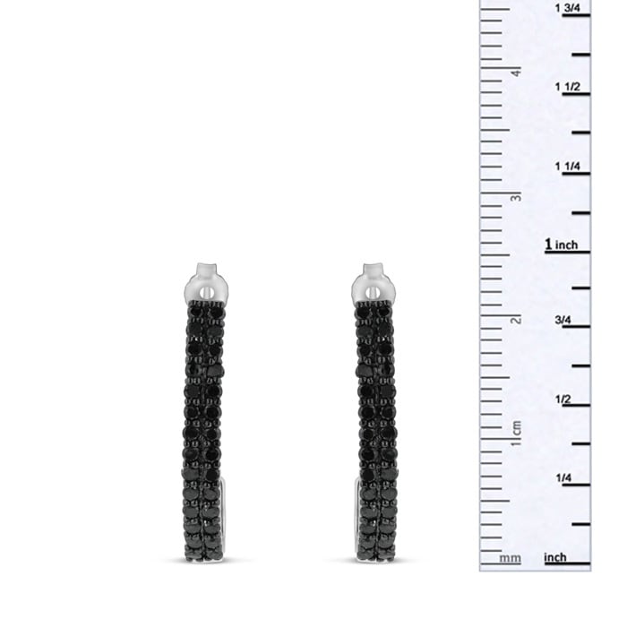 Absolute Blowout! 2ct Black Diamond Double Row Hoop Earrings Crafted In Solid Sterling Silver.  Selling at $60 Below Cost