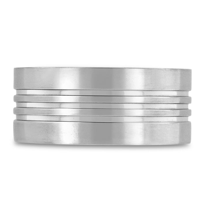 9 MM Grooved Men's Titanium Ring Wedding Band