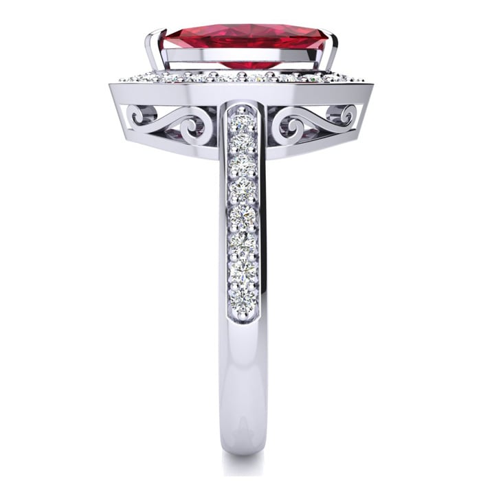 1 Carat Marquise Ruby and Diamond Ring In 14 Karat White Gold