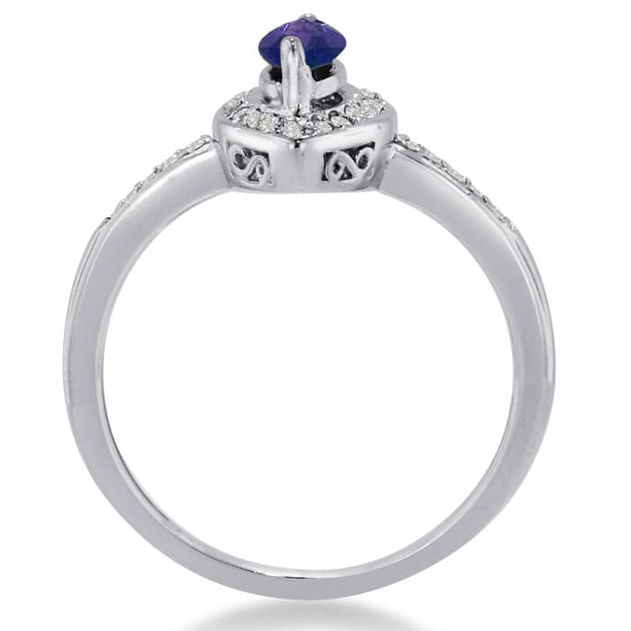 3/4ct Marquise Amethyst and Diamond Ring Crafted In Solid 14K White Gold