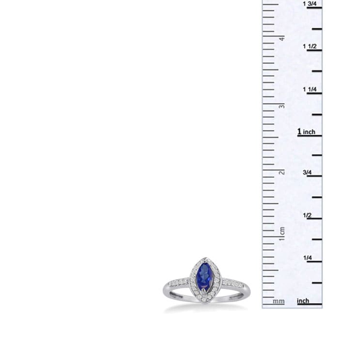 3/4ct Marquise Amethyst and Diamond Ring Crafted In Solid 14K White Gold
