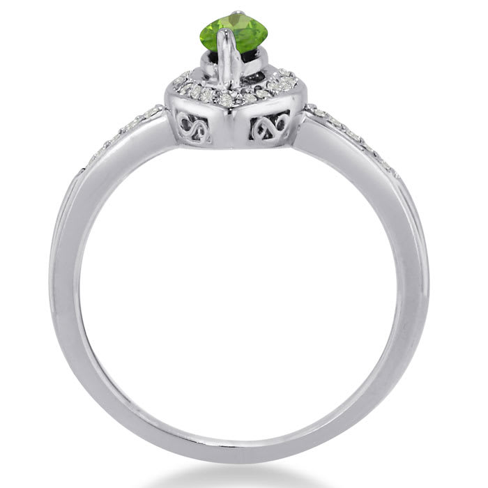 3/4ct Marquise Peridot and Diamond Ring Crafted In Solid 14K White Gold