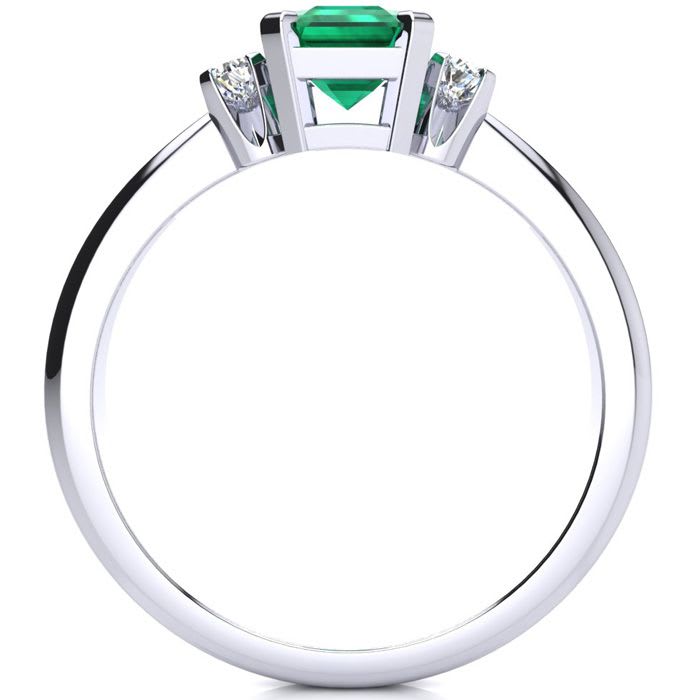 1ct Emerald and Diamond Ring Crafted In Solid 14K White Gold