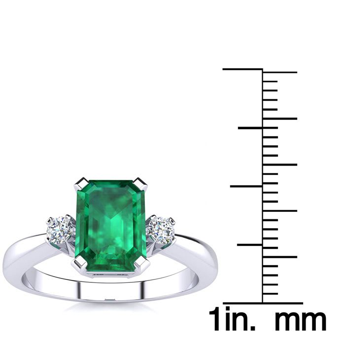 1ct Emerald and Diamond Ring Crafted In Solid 14K White Gold