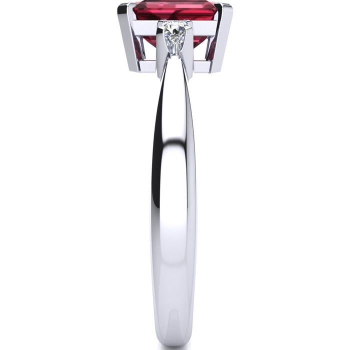 Garnet Ring: Garnet Jewelry: 1ct Garnet and Diamond Ring Crafted In Solid 14K White Gold