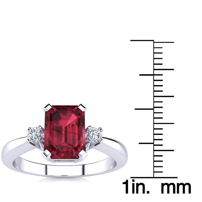 Garnet Ring: Garnet Jewelry: 1ct Garnet and Diamond Ring Crafted In Solid 14K White Gold