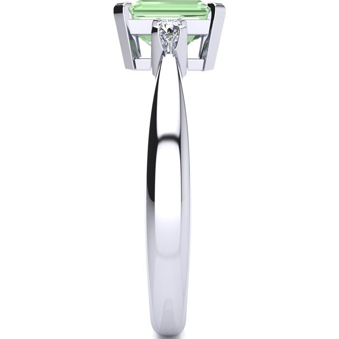 1ct Green Amethyst and Diamond Ring Crafted In Solid 14K White Gold