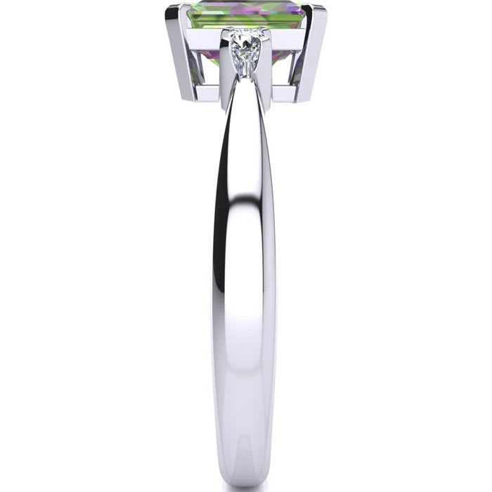 3 Carat Octagon Shape Mystic Topaz Ring With Diamonds In 14 Karat White Gold