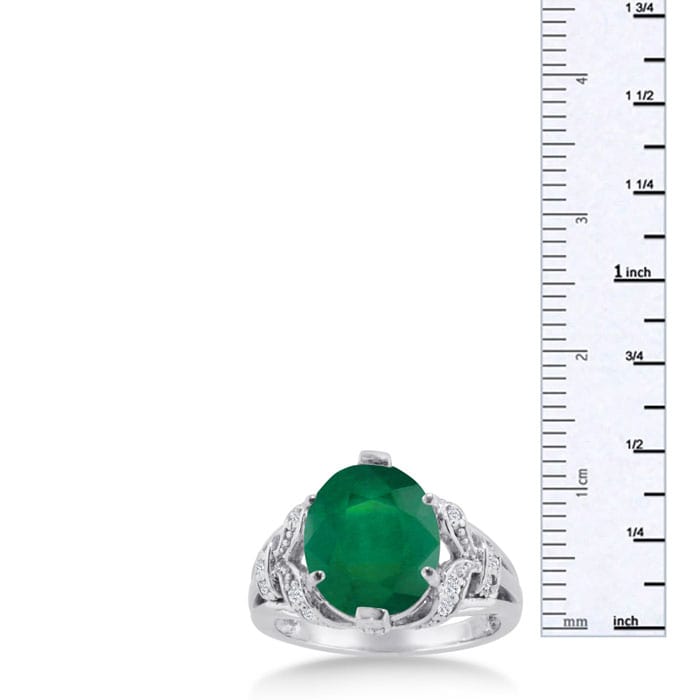 6ct Oval Emerald and Diamond Ring Crafted In Solid 14K White Gold