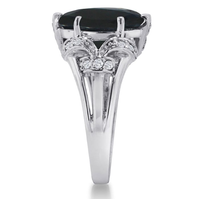 6ct Oval Sapphire and Diamond Ring Crafted In Solid 14K White Gold