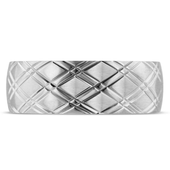 8 MM Brushed Argyle Design Men's Titanium Ring Wedding Band