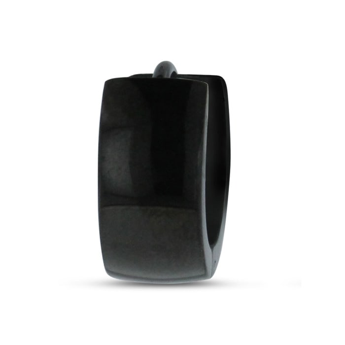 Men's 7 MM Polished Black Stainless Steel Hoop Huggie Earring
