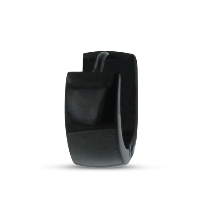 Men's 7 MM Polished Black Stainless Steel Hoop Huggie Earring
