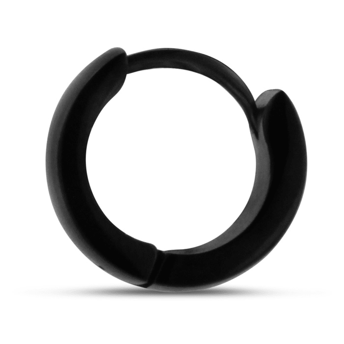 Men's 7 MM Polished Black Stainless Steel Hoop Huggie Earring
