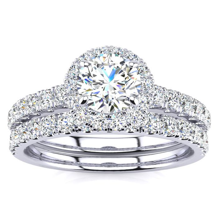 Halo Engagement Rings 1 Carat Floating Pave Halo Diamond Bridal