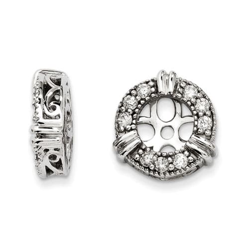 14K White Gold Diamond Earring Jackets, Fits 3/4-1ct Stud Earrings