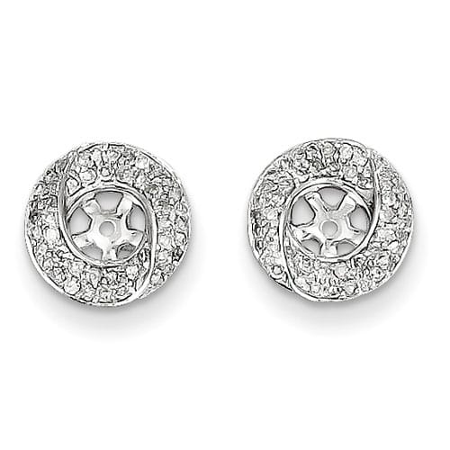 14K White Gold Pave Diamond Earring Jackets, Fits 1/3-1/2ct Stud Earrings
