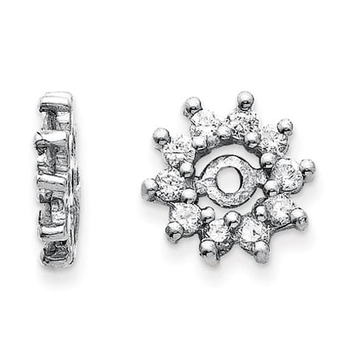 14K White Gold Halo Sun Diamond Earring Jackets, Fits 1/4-1/3ct Stud Earrings
