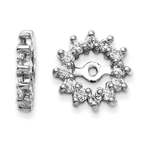 14K White Gold Halo Sun Diamond Earring Jackets, Fits 3/4-1ct Stud Earrings
