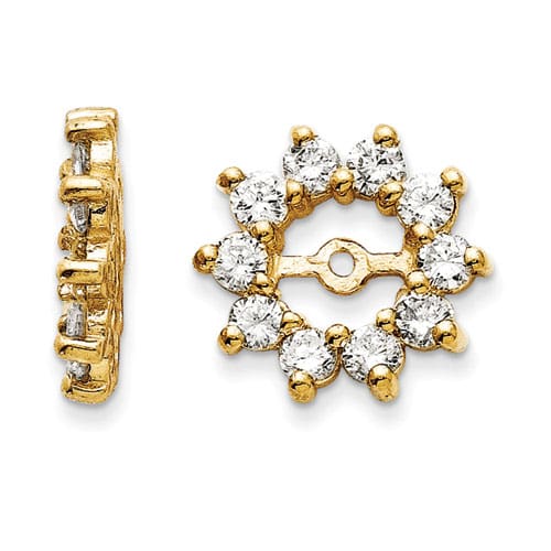 14K Yellow Gold Large Halo Sun Diamond Earring Jackets, Fits 3/4-1ct Stud Earrings
