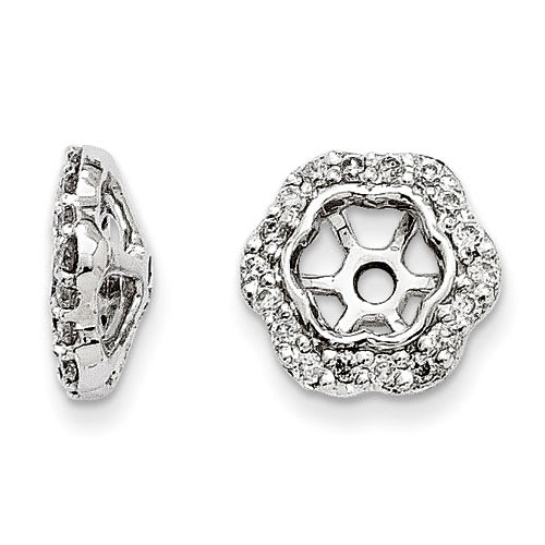 14K White Gold Floral Inspired Diamond Earring Jackets, Fits 1/3-1/2ct Stud Earrings
