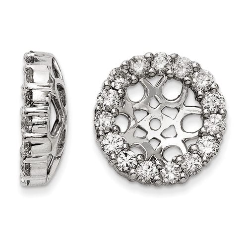 14K White Gold Classic Diamond Earring Jackets, Fits 3 3/4-4ct Stud Earrings
