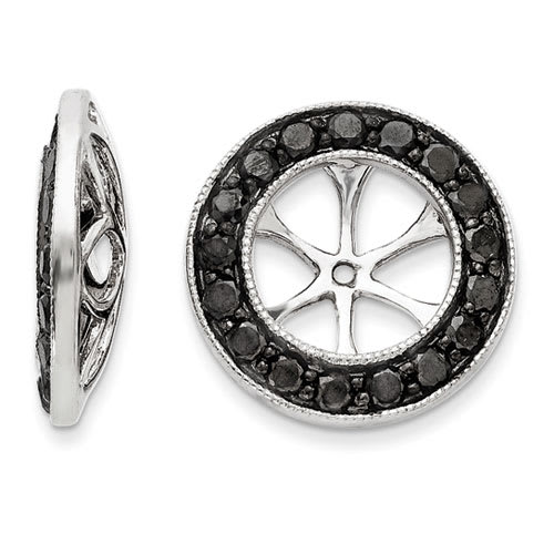 14K White Gold Black Diamond Earring Jackets, Fits 1 3/4-2ct Stud Earrings
