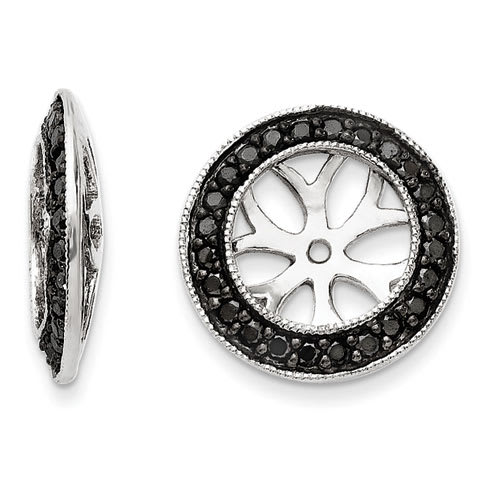 14K White Gold Black Diamond Earring Jackets, Fits 3 3/4-4ct Stud Earrings
